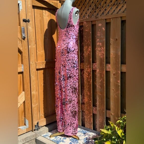 🆕 SIMKHAI 🧿 NWOT Bex Sequined Embellished Maxi Dress, Sorbet Pink- Sz US 4 - Picture 8 of 14